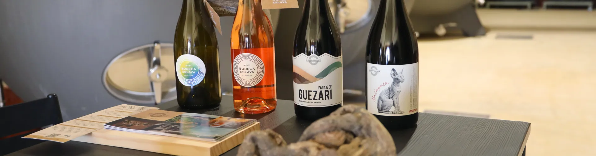 Degustación de vino tinto de Bodega Eslava en el yacimiento de Santa Criz de Eslava.