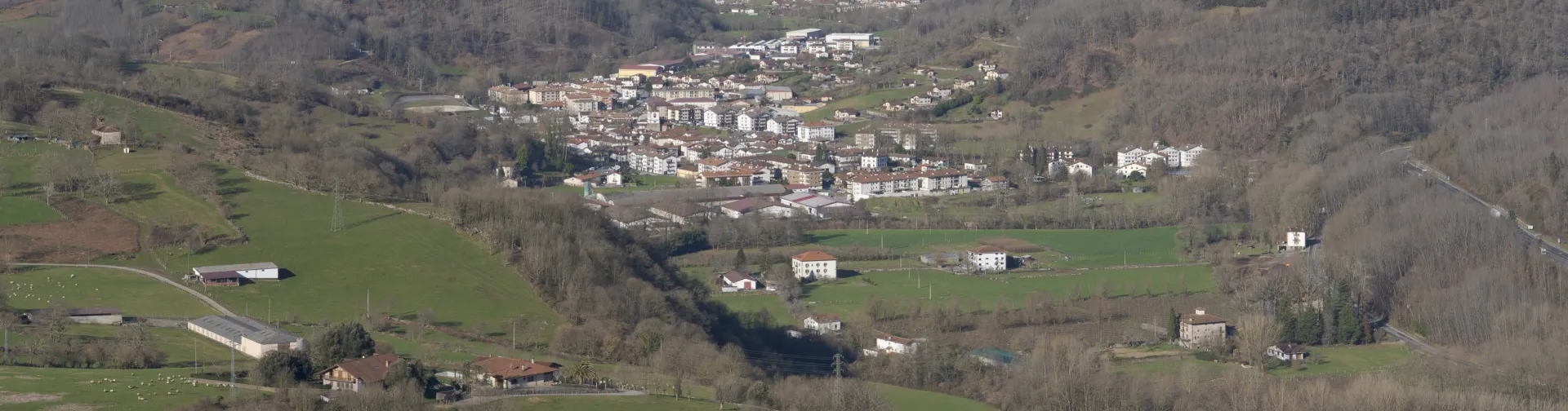 Vista general del paisaje y pueblo de Doneztebe.